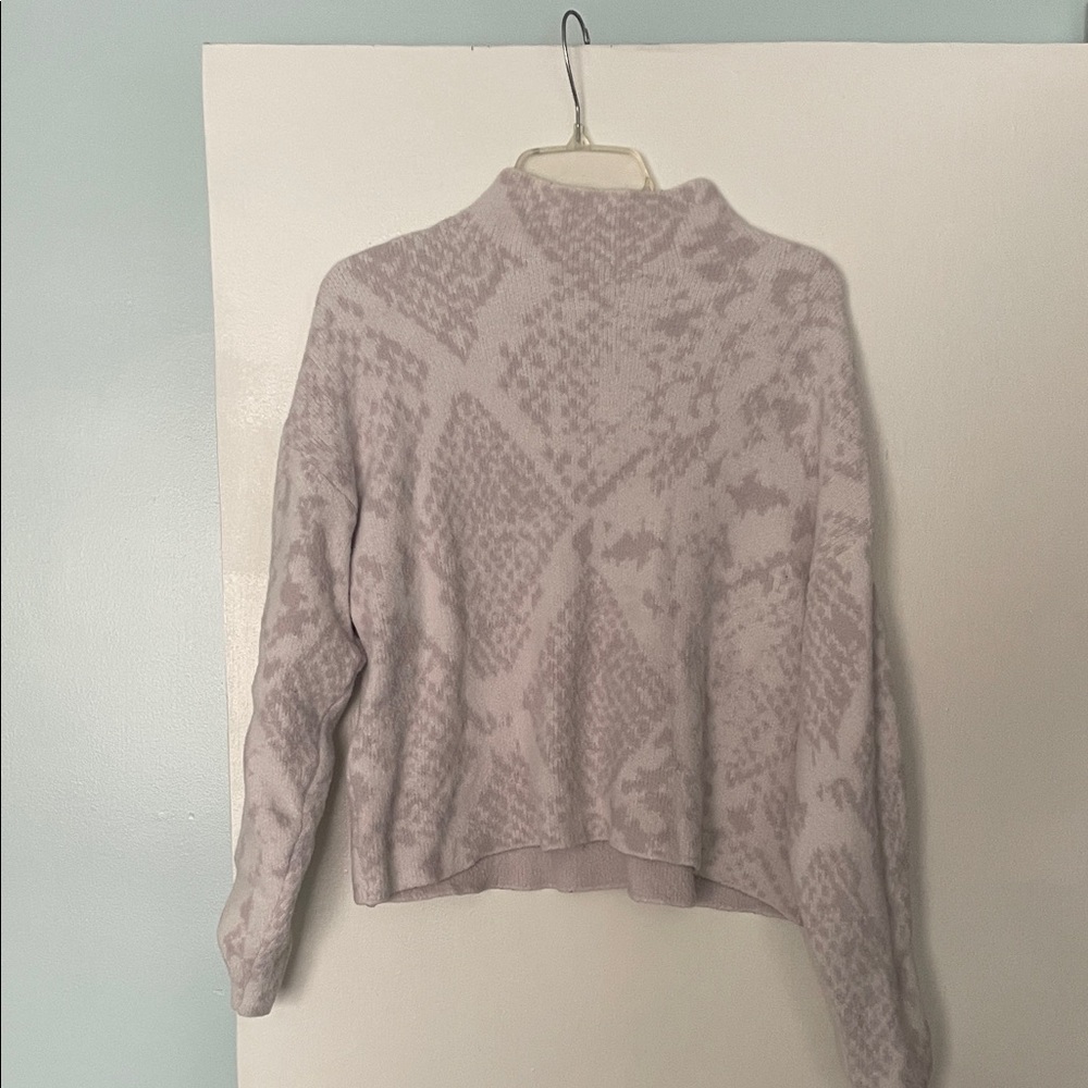 Express Women's Cowl Neck Sweater - Light Gray Pattern
